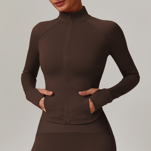 Women's Stand Collar Quick-drying Yoga Clothes Coat Windproof Warm Suit