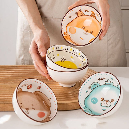 Ceramic Cartoon Animal Bowl Household Korean Tableware