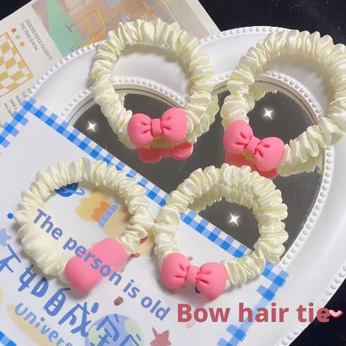 Cute and versatile bow hair cord-white-1 piece
