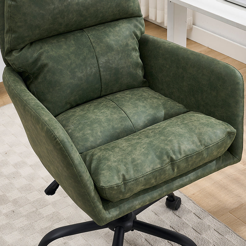 Artificial Leather, PU Leather, Black Base, Adjustable In Height, Suitable For Office, Bedroom, Dressing Table And Other Environments. An Office Chair.Green
