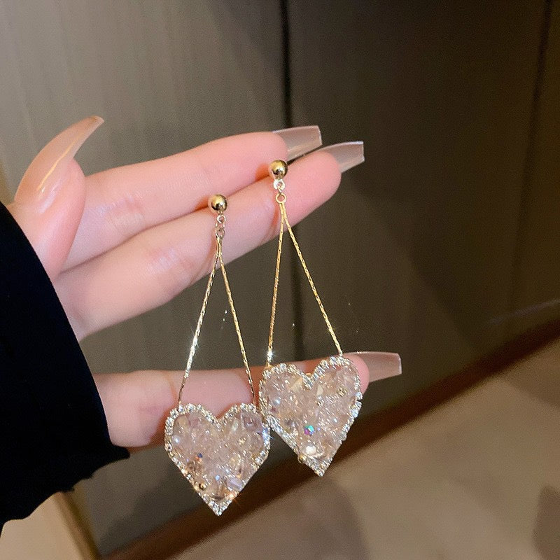 Silver Post Zircon Dangle Earrings For Women Korean Style Premium Elegant Retro Fringe