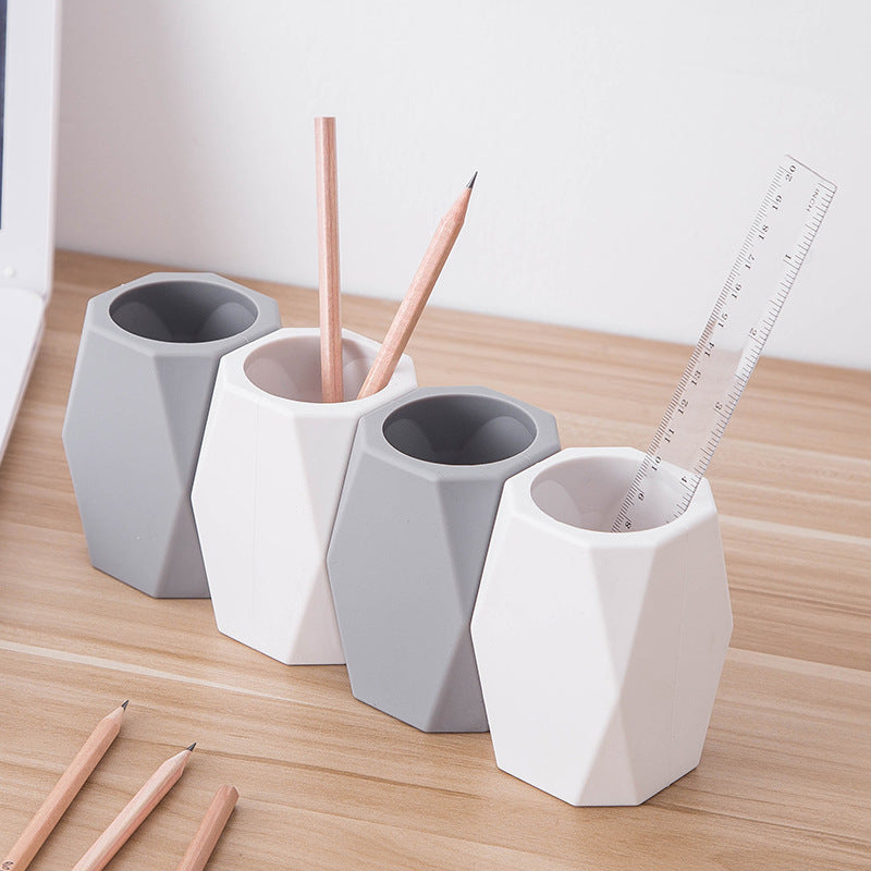 Geometric Makeup Brush Storage Box Desktop Waterproof Pen Holder
