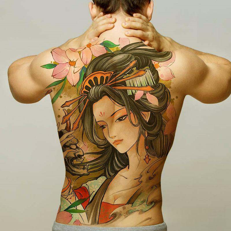 Realistic Full Back Tattoo Stickers - Waterproof Temporary Body Art Decals for Men Women