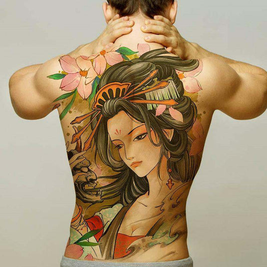 Realistic Full Back Tattoo Stickers - Waterproof Temporary Body Art Decals for Men Women