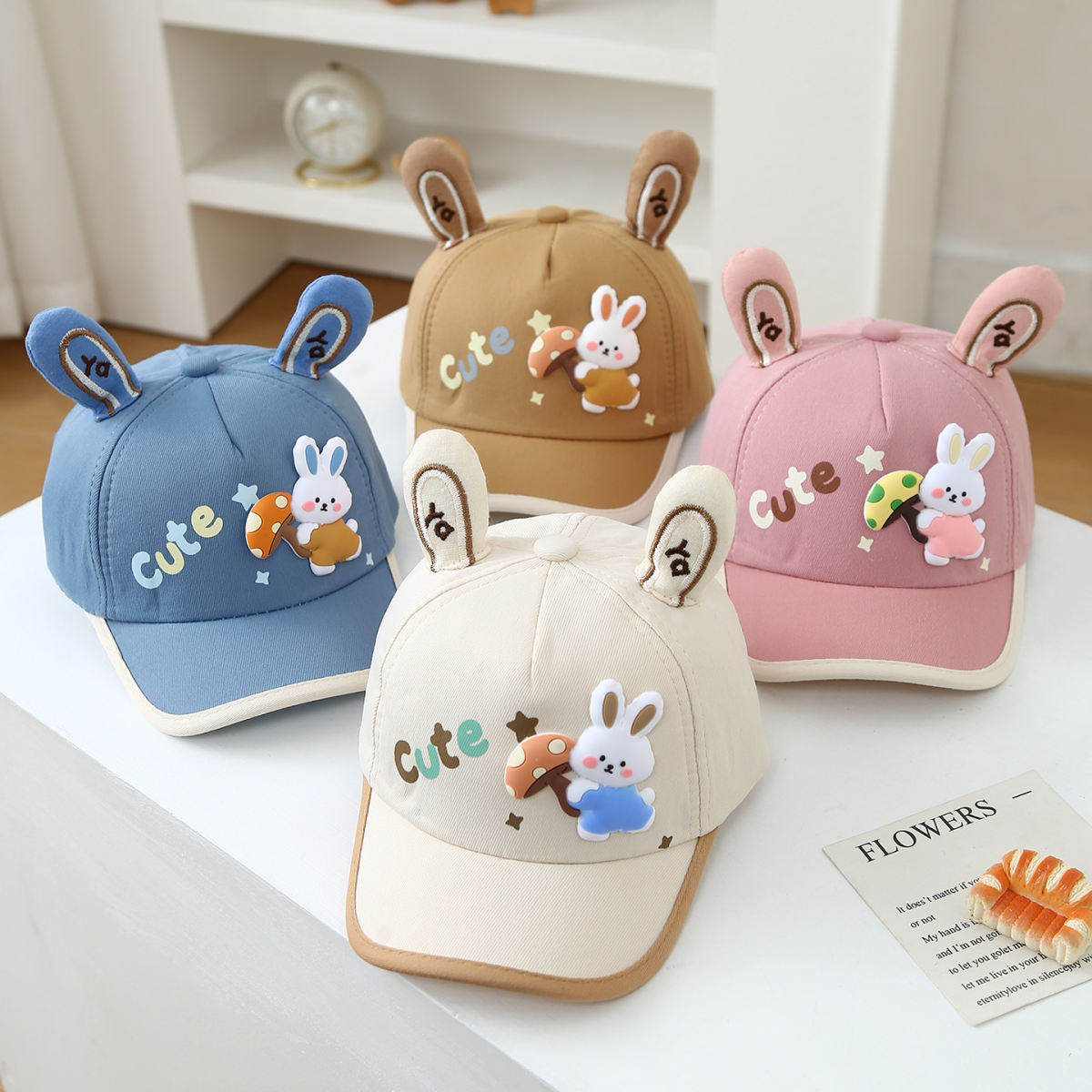 New Children's Hat - Korean Style Baby Three-dimensional Rabbit Ears Cartoon Mushroom Rabbit Baseball Cap For Both Boys And Girls For Outings