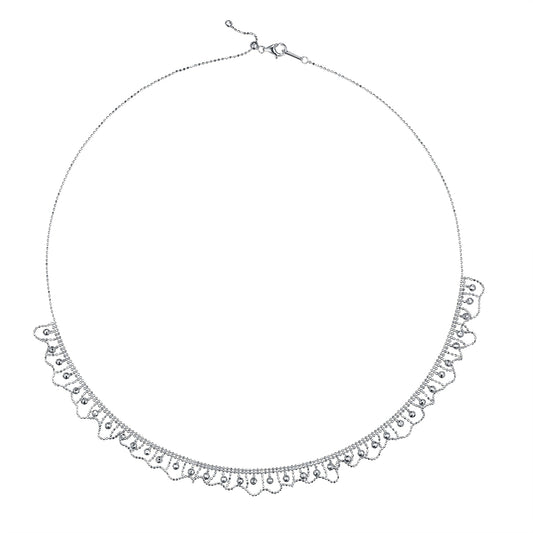 S925 Sterling Silver Scallop Edge Necklace 45cm Adjustable 9.5mm Wide 5.2g Platinum Gold Rose Gold Plated Gift Box