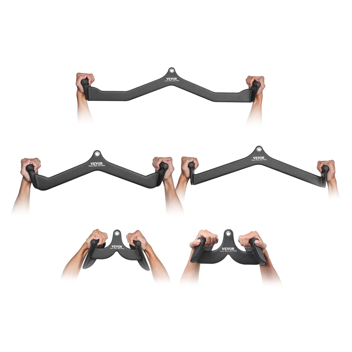 LAT Pulldown Attachments, Cable Machine Rowing T-bar V-bar 5 Set, Tricep Pull Down Bar, Back Strength Training Rubber Coated Handle Grip, Bicep Curl Tricep Lat Pulldown Bar For Home Gym Fitness