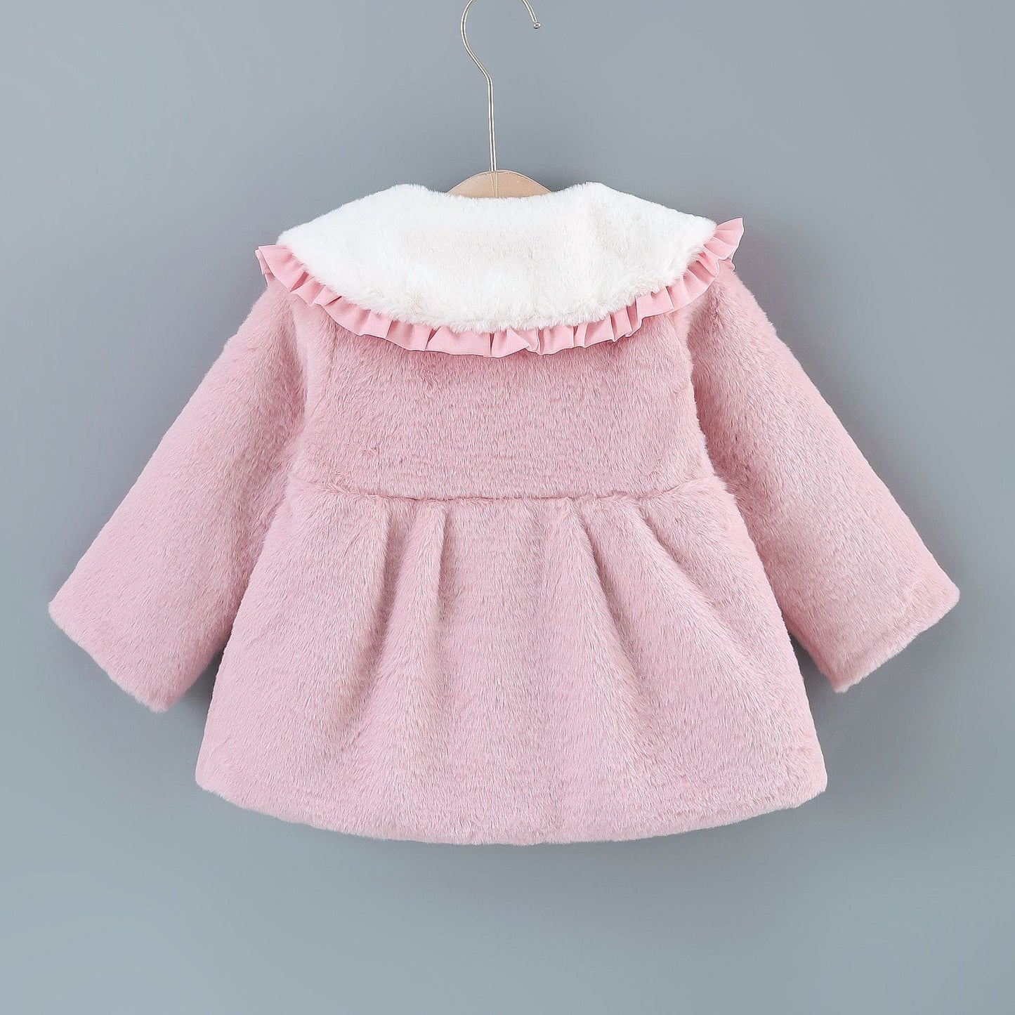 Girl's Sweet Flip Children's Clothing Bow Korean Style Solid Color Cotton Coat