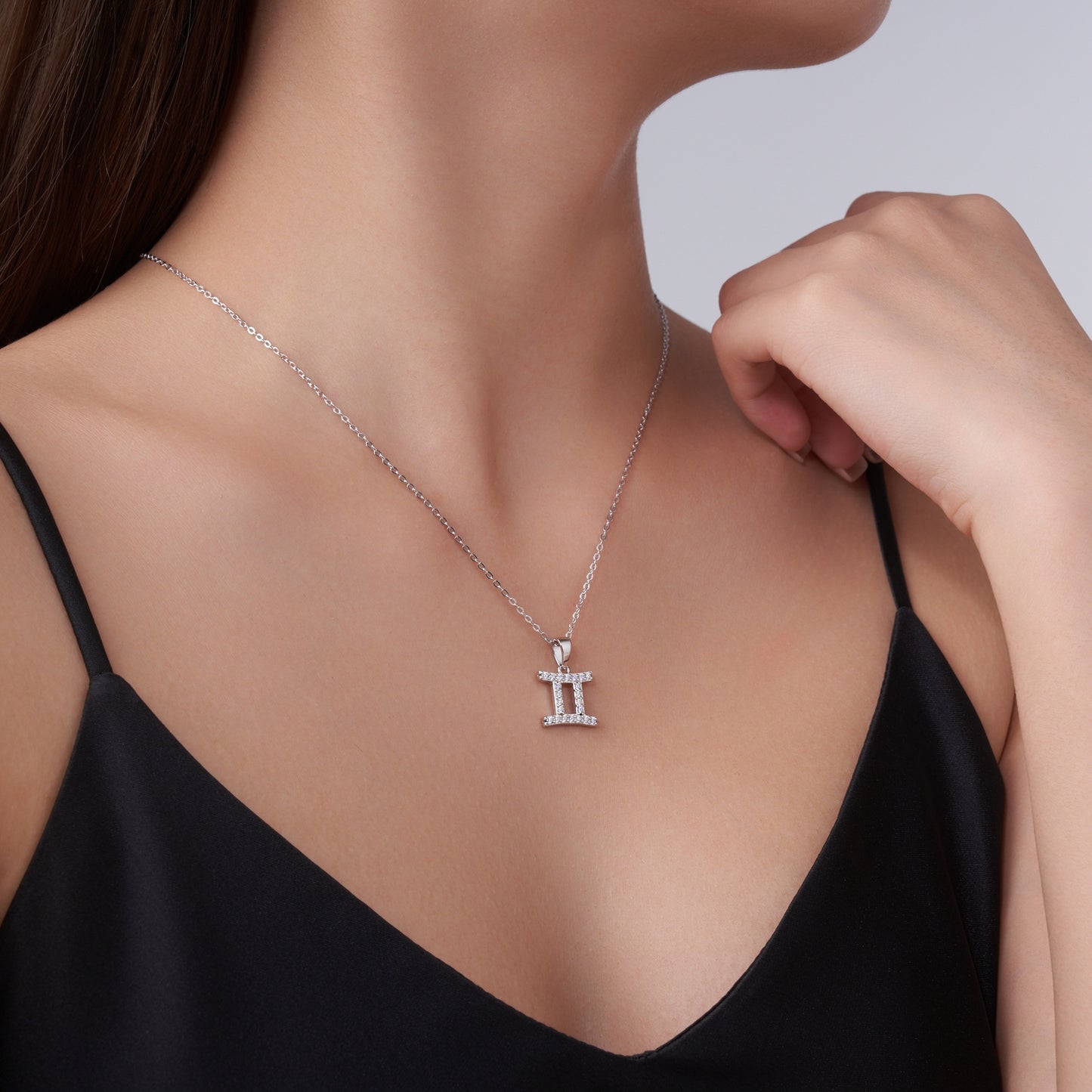 S925 Sterling Silver Gemini Necklace For Women  D Color VVS1 Moissanite Zodiac Pendant, 3.4g Platinum Plated Astrology Jewelry With GRA Certificate, Perfect Birthday & Anniversary Gift Box Set For He