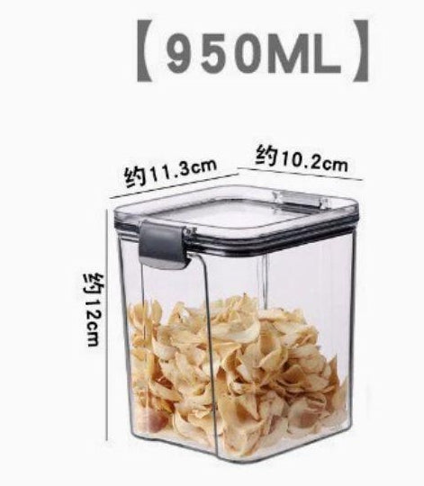Black  White   Food Grade Clear Plastic Airtight Storage Containers, Square Thickened Jars With Lids For Grains, Cereal & Dry Food