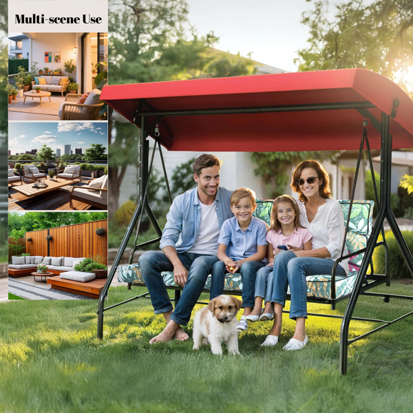 Outdoor Swing Cushions 70 Inch,Waterproof 4in Thick Porch Swing Cushion Replacement With Backrest And Ties,Comfortable 2-3 Seat Pation Swing Pad For Backyard,Garden,Lawn,Outdoor Furniture Green Flower