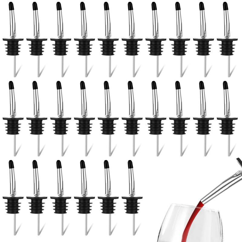 36-Piece Speed Pourers Set With Free Dust Caps, Stainless Steel Bottle Pourers For Spirits, Leakproof Tapered Spout, Bar Accessories For Home, Bar & Restaurant Use
