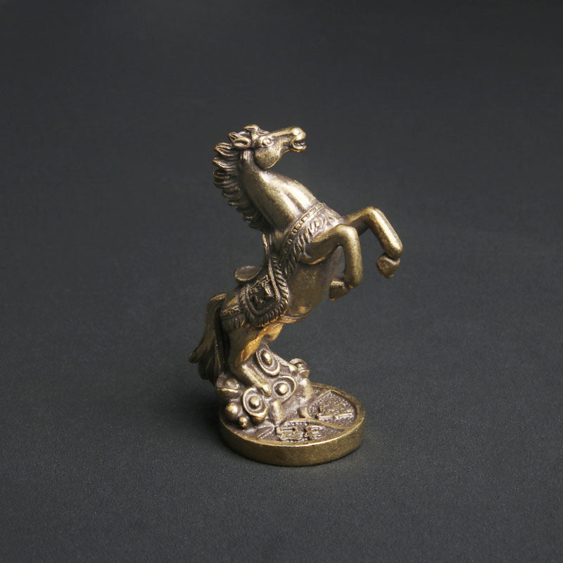 Retro Brass Galloping Horse Stepping On Ingot Creative Desk Ornament