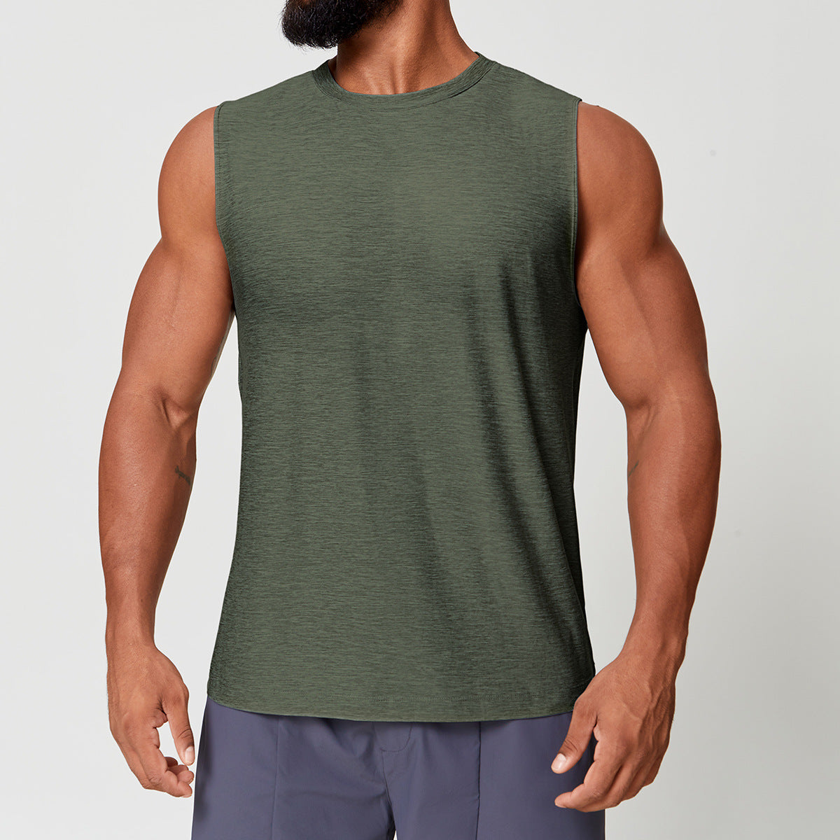 Mens Skin-friendly Quick-drying Two-tone Sports Vest For Fitness