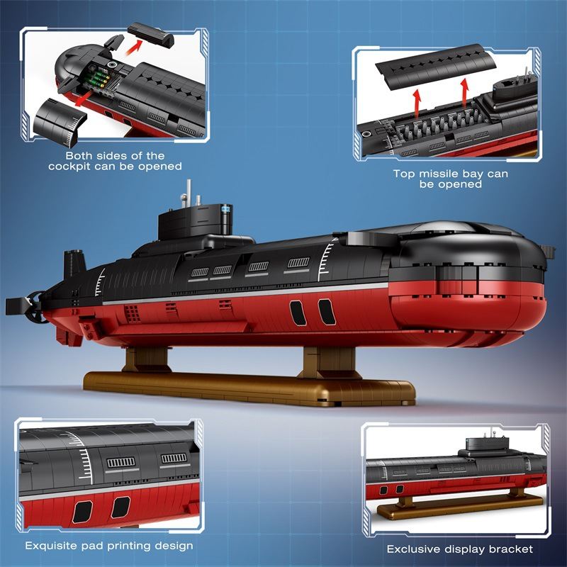 Military Typhoon Submarine Building Blocks Educational Desktop Decoration Toys