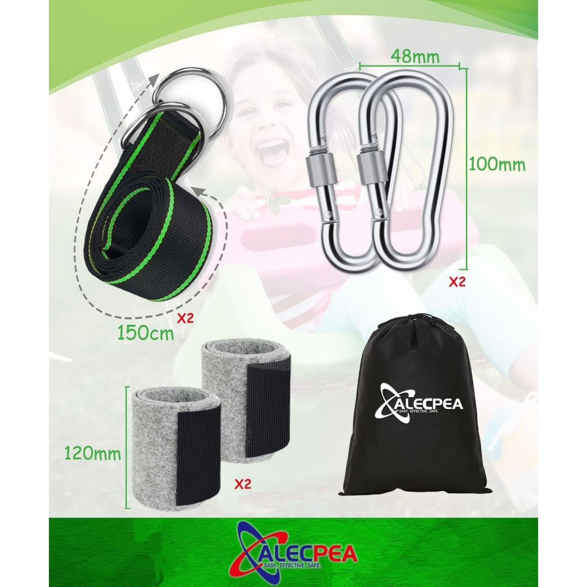 Multi-piece Party Gift Sets – 900KG Swing Mount Hammock Mount All-Inclusive Set: 2 X 150 Cm X 5 Cm Hammock Straps + 2 Carabiners + D-rings + Storage Bag + Tree Protection Pad + Hammock Rope