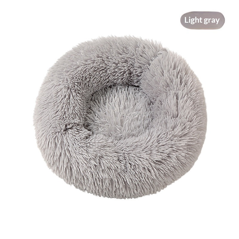 Round Plush Pet Bed, Winter Warmth For Dogs And Cats