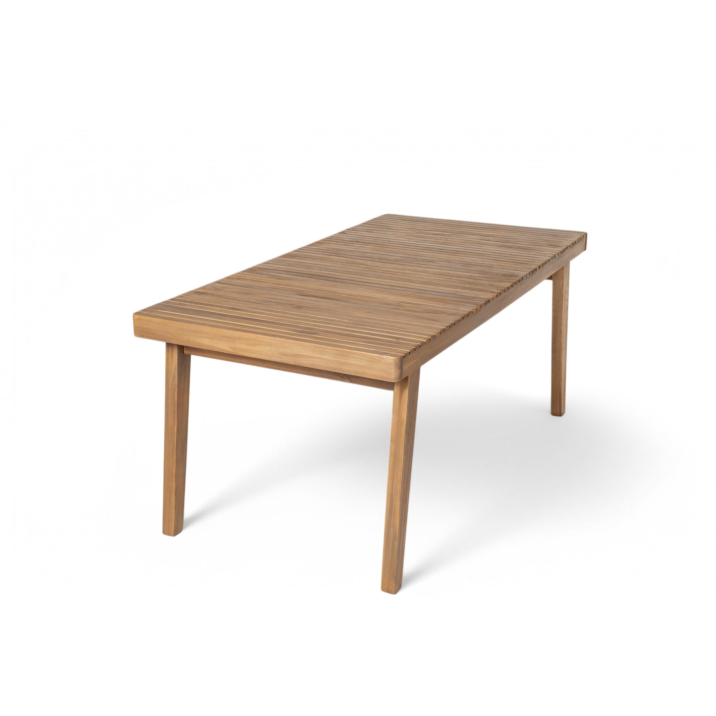 69  Acacia Wood Outdoor Dining Table With Slatted Top, 300 Lbs Weight Capacity, Ideal For Patio & Garden Gatherings, Brown