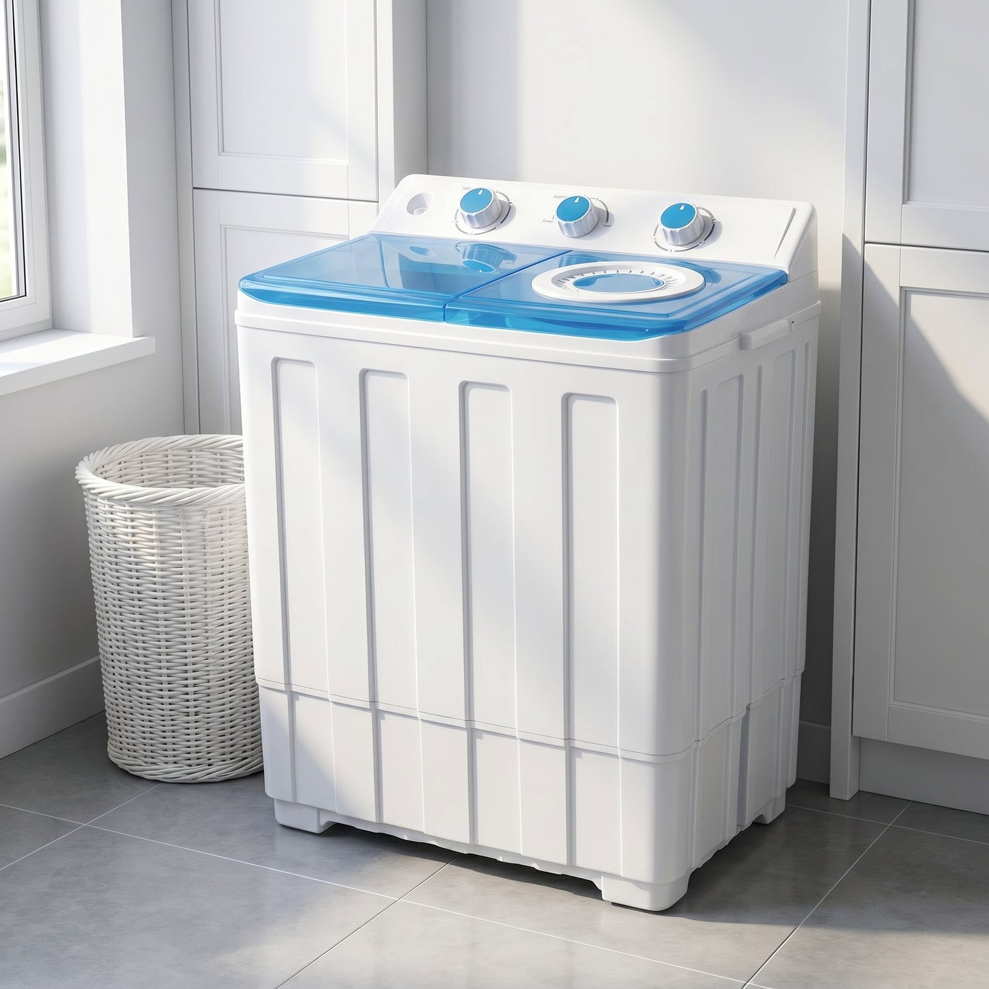 14lbs Portable Washing Machine With 9.5lbs Wash And 4.5lbs Spin, Twin Tub Washer Compact Machine With Drain Pump, Mini Portable Washer For Home, Camping, RVs, And Small Spaces, Blue