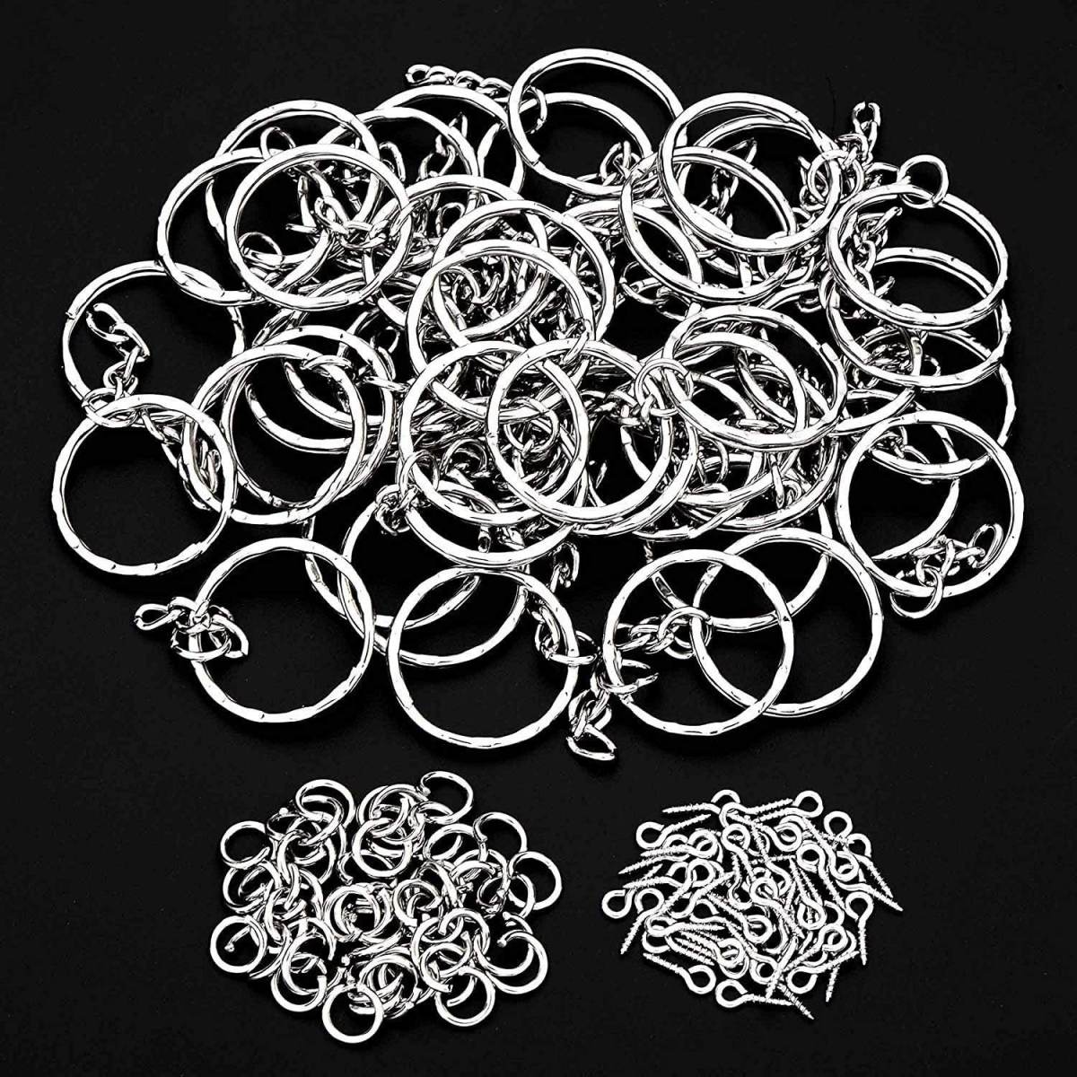 Key Chains With Chain, 48x25mm, Including Eyelets And Connecting Rings—120-Piece Set For Organization—Party Accessories Set