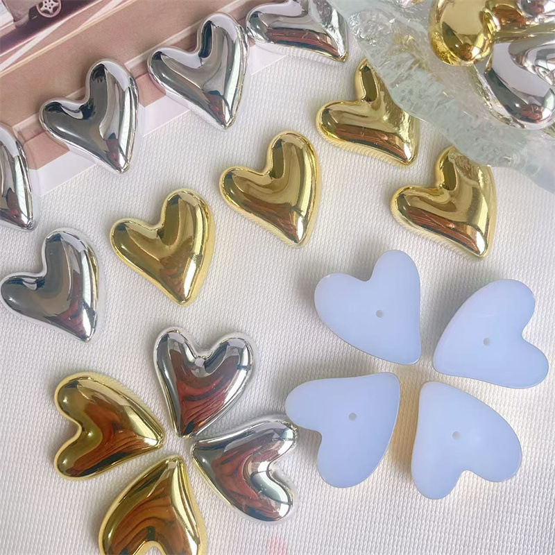 Gold And Silver Plated Heart-shaped Resin Patch Accessories