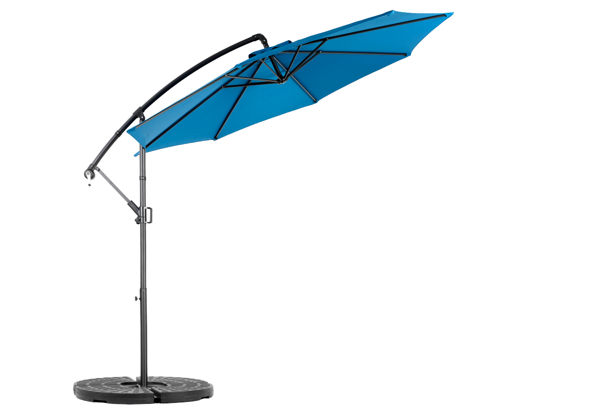 Best Choice Products 10ft Offset Hanging Market Patio Umbrella W Easy Tilt Adjustment, Polyester Shade, 8 Ribs For Backyard, Poolside -  Dark Blue  No Base