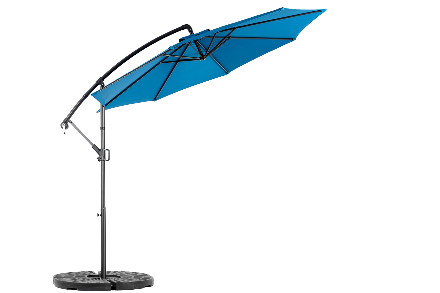 Best Choice Products 10ft Offset Hanging Market Patio Umbrella W Easy Tilt Adjustment, Polyester Shade, 8 Ribs For Backyard, Poolside -  Dark Blue  No Base