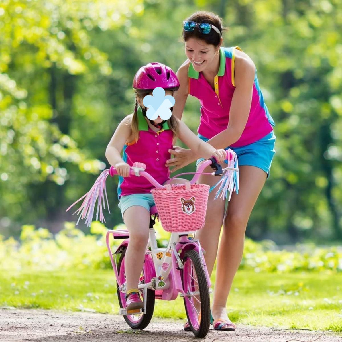 Pink Bike Basket Set - Practical Storage For Bicycle Use - Party Accessory Set