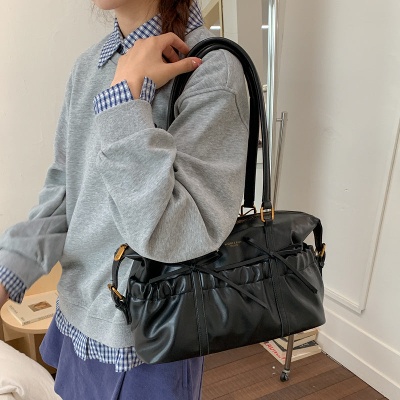 Retro Women's New Fashionable Korean Style Portable Bowling Bag Large Capacity
