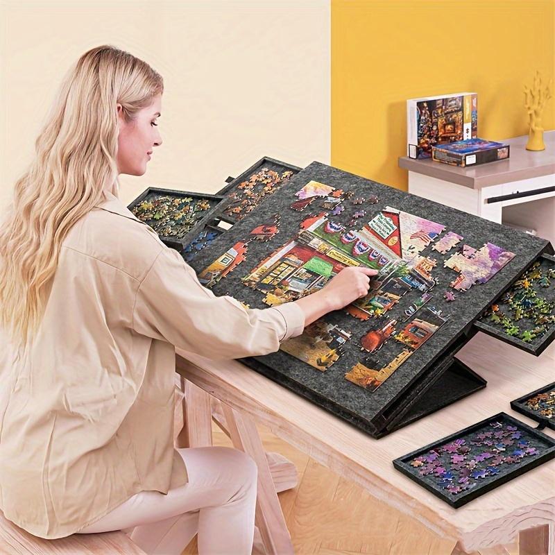 Foldable Puzzle Table With Sorting System Portable Puzzle Organizer For Adults Featuring A Built-in Stand And Protective Cover Spacious Family Game Board Gift For Puzzle Enthusiasts