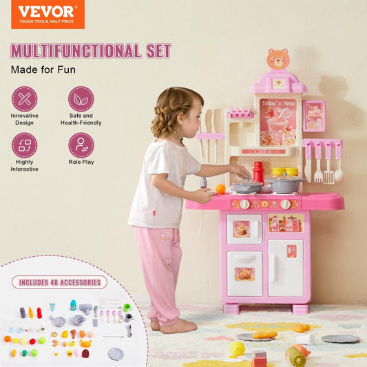 Christmas Gift VEVOR Kitchen Playset Kids Pretend Cooking Play Toy 48 Piece Accessories