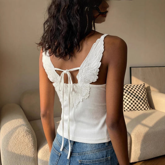 Womens Fashion Trendy And Versatile And Slim-fit Y2K-style Winged Strap Camisole