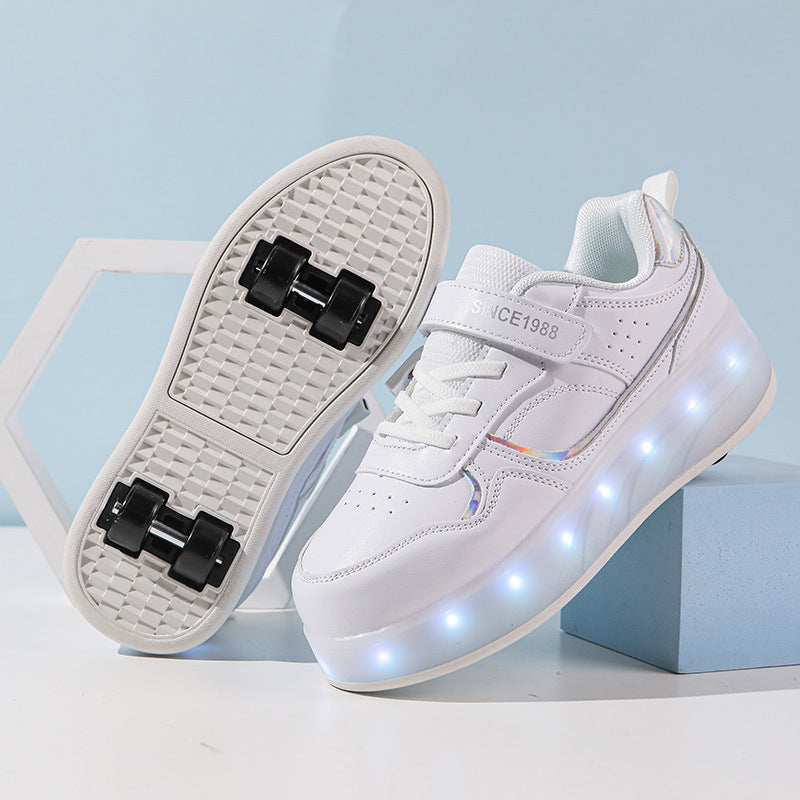 Boys And Girls Charging Flash Rollerskate