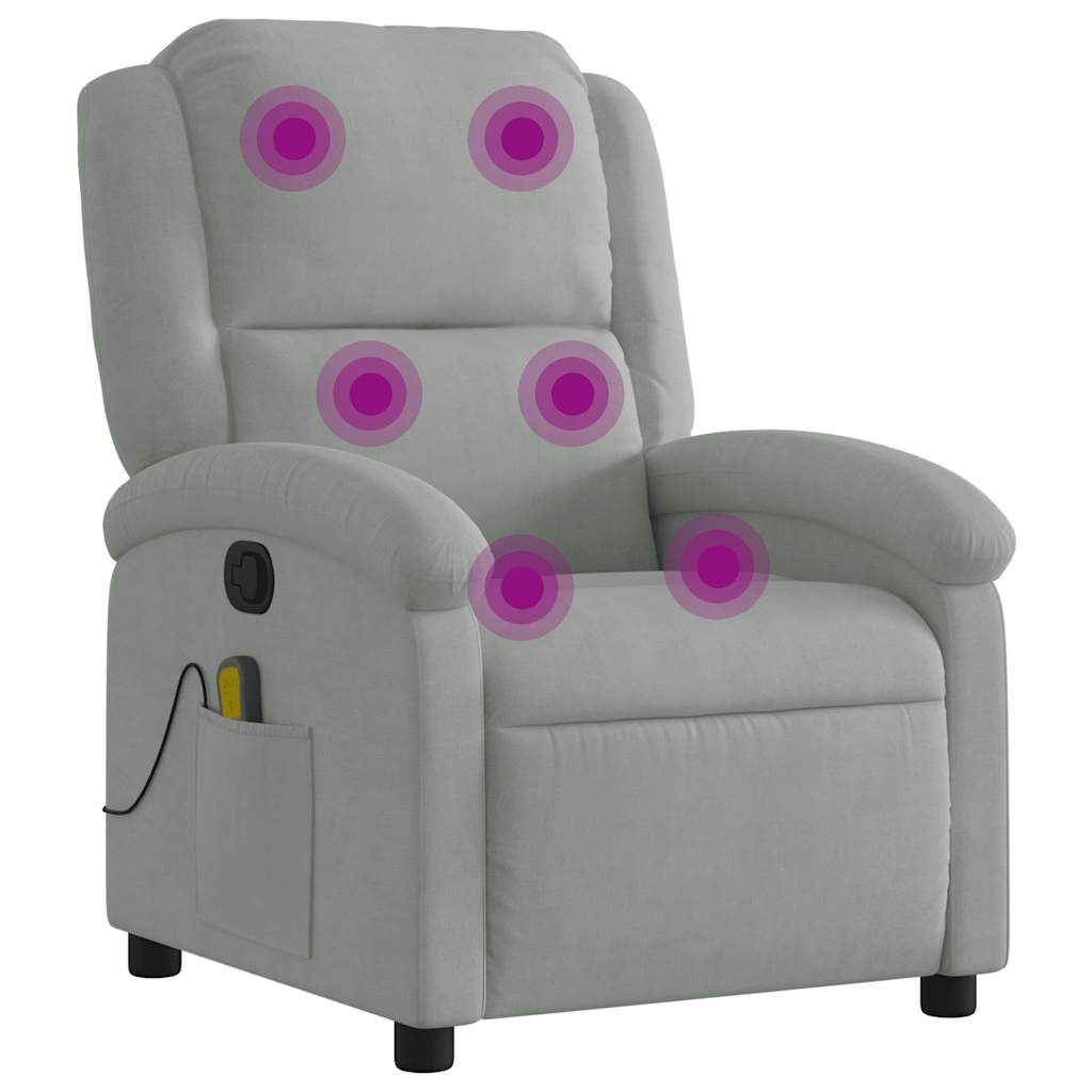 Massage Recliner, light grey velvet   Massage Recliner, dark grey velvet