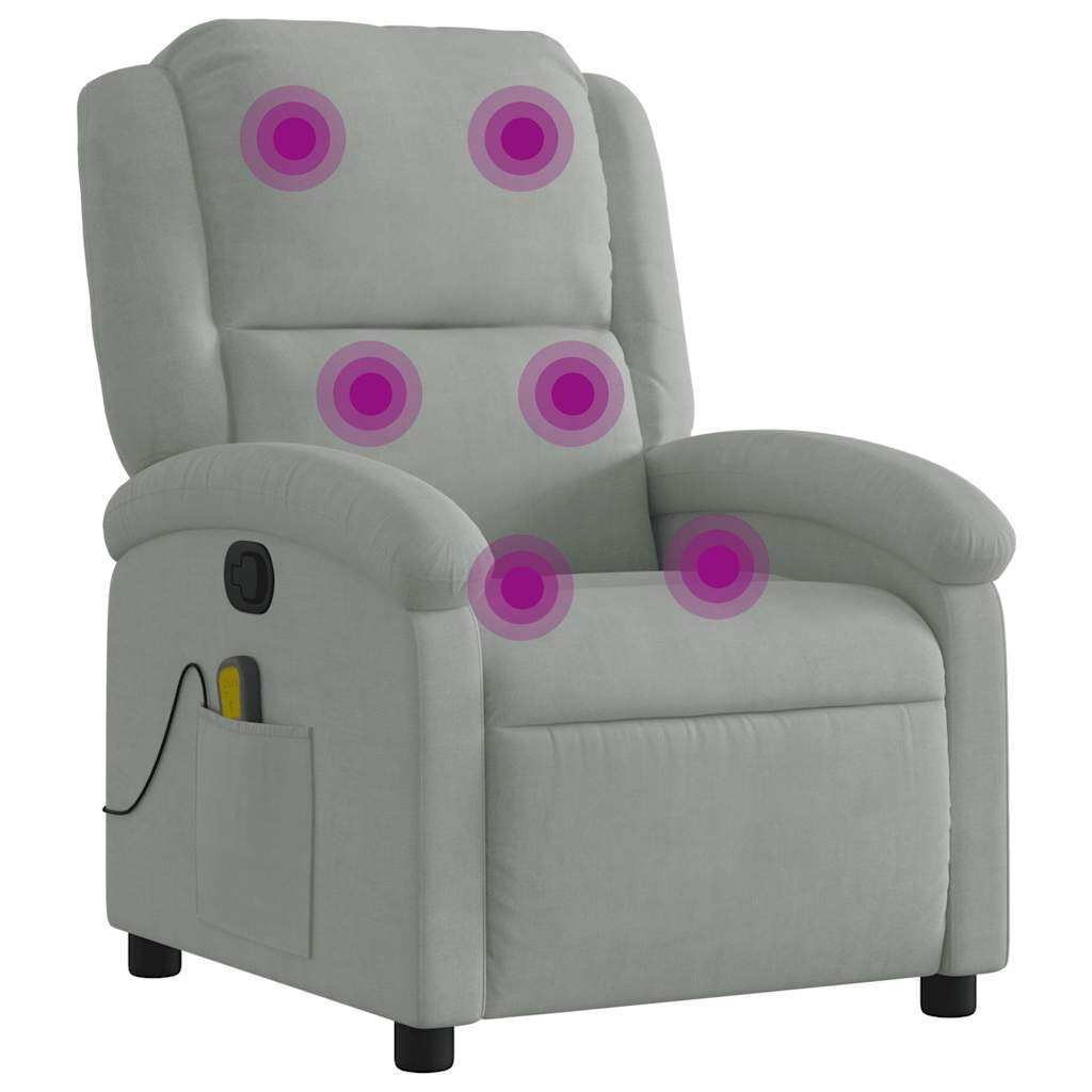 Massage Recliner, light grey velvet   Massage Recliner, dark grey velvet