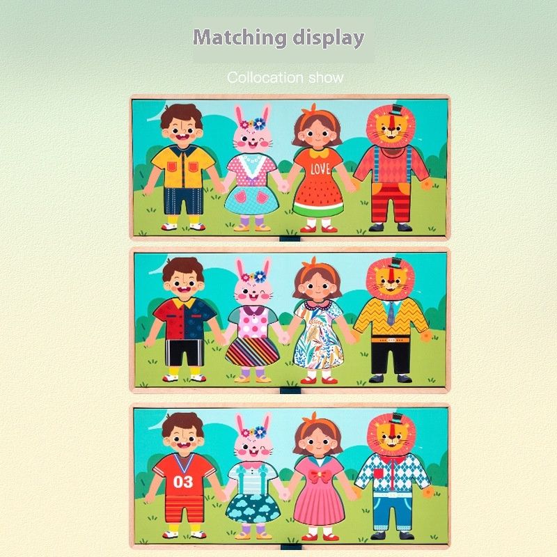 Children's Early Education Perception Puzzle Wooden Variety Hang The Clothes Dressing Educational Toys