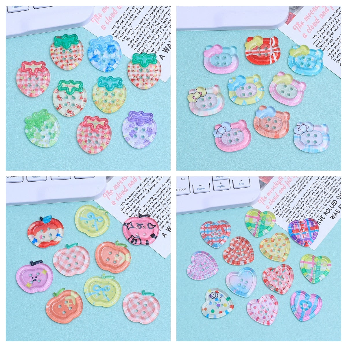 Cartoon Transparent Buttons Handmade Cream Glue Accessories Resin Ornament