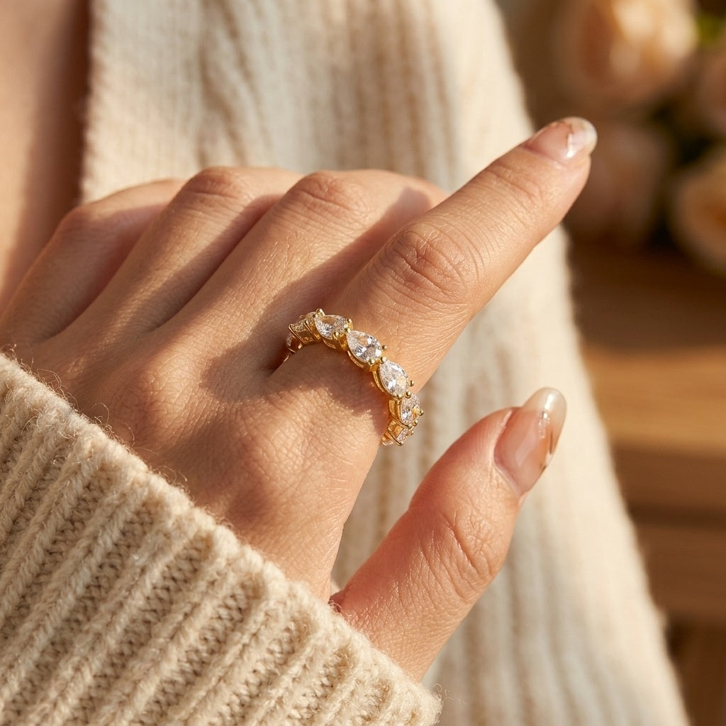 Cross-border Best-selling S925 Sterling Silver Light-luxury Claw-set Ring