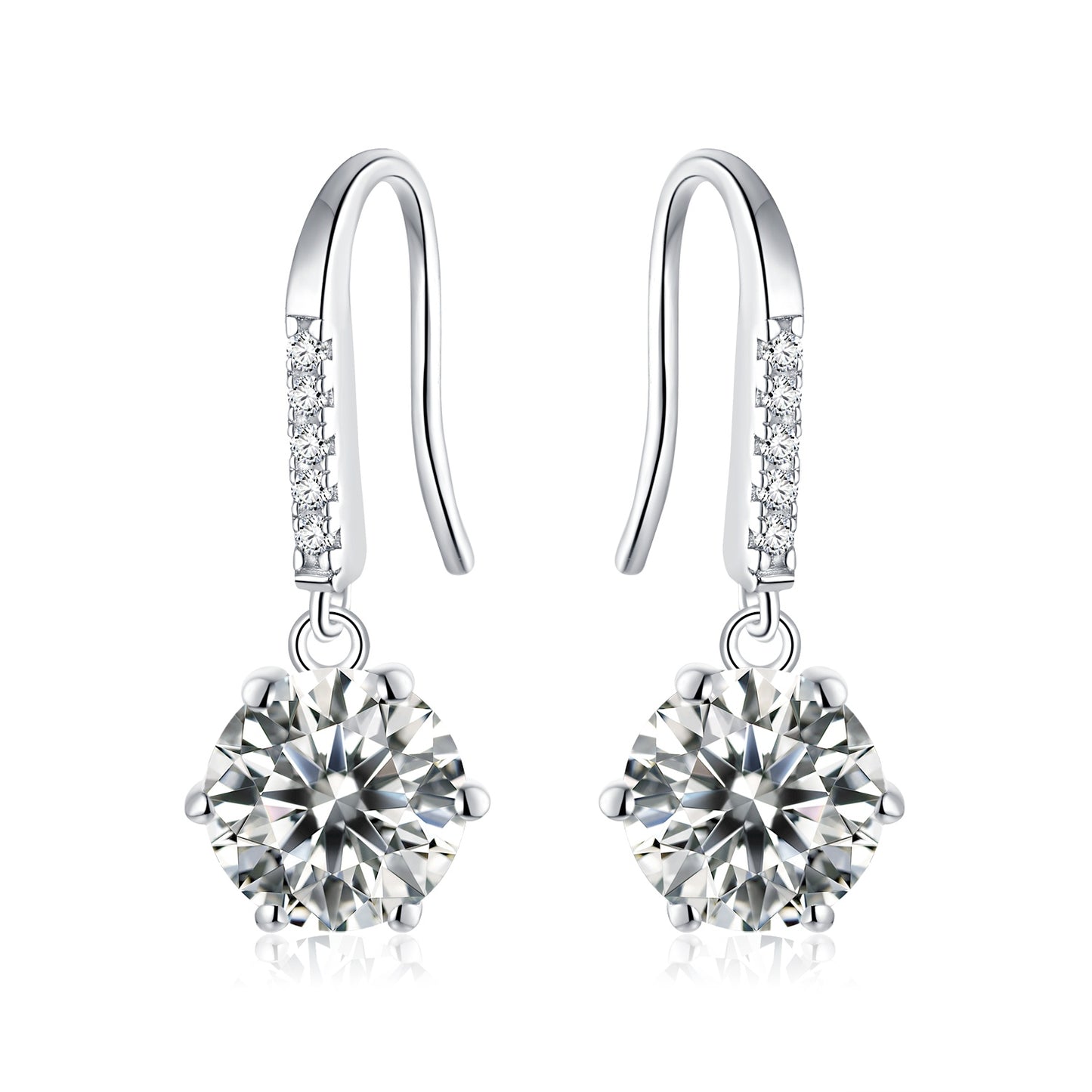 S925 Sterling Silver 0.5CT Or Moissanite Dangle Earrings  Platinum Plated Long Hook Drop Earrings With GRA Certificate Classic Jewelry Gift Box Set For Women