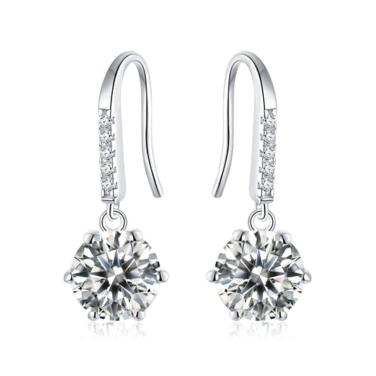 S925 Sterling Silver 0.5CT Or Moissanite Dangle Earrings  Platinum Plated Long Hook Drop Earrings With GRA Certificate Classic Jewelry Gift Box Set For Women