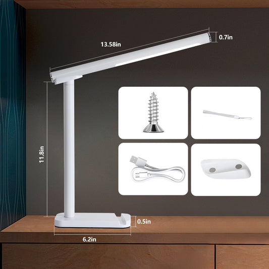 LED Desk Lamp 360 Adjustable, USB Charging Port, 5 Light Modes & Dimmable Brightness, Bedside Lamp For Reading, Craft, Work, Study White
