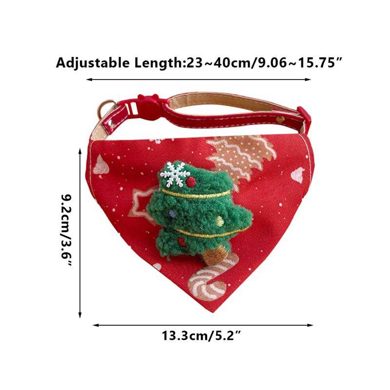 Christmas Pet Large Handkerchief Scarf, Red Santa Claus And Christmas Tree Pattern, One Size Suitable For All 9.06-15.75 Inches.Adjustable Festival Collars For Cats And Dogs