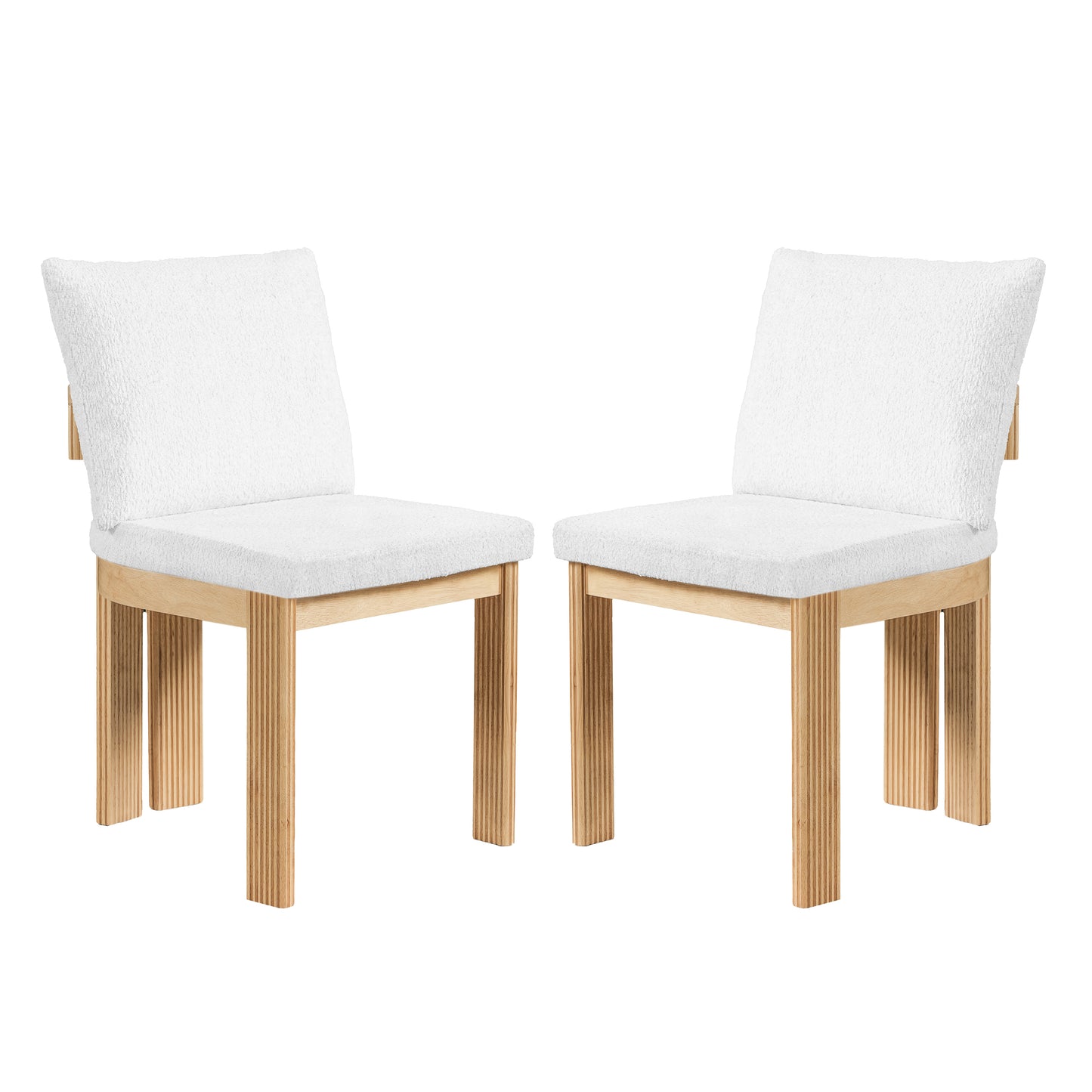 Indoor Boucle Dining Chair Set Of 2, Rubber Wood Frame, Plush Beige Boucle Seating, 250lbs Weight Capacity For Kitchen & Dining Room