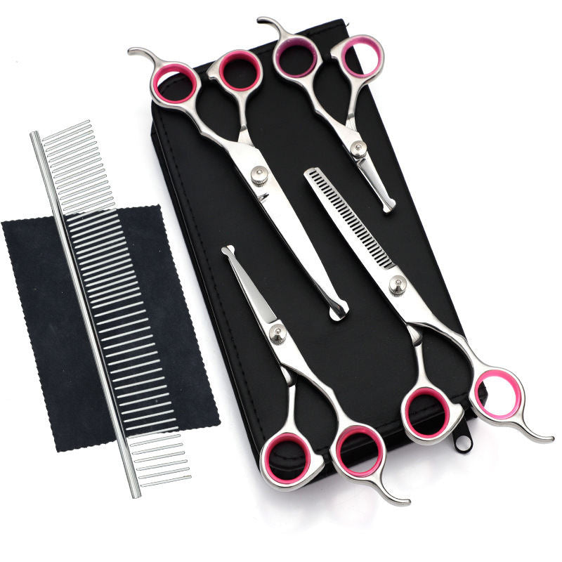 Pet Scissors, Stainless Steel, Black, Round Tips