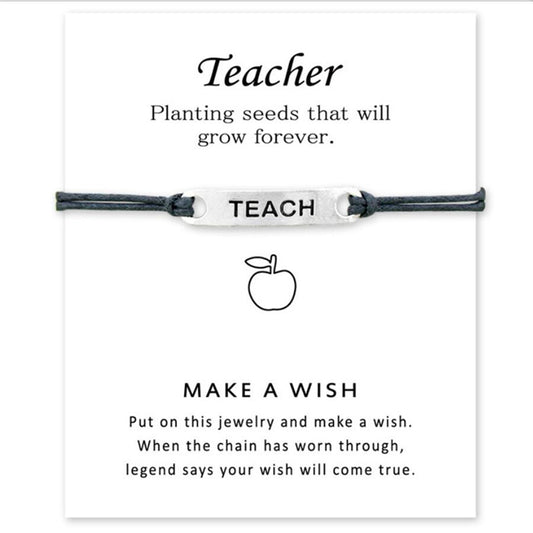 Teach Bracelet Wish Card Handchain As Best Gift For Teachers Alloy Wish Bracelets Jewelry Blessing Bracelet Lucky Rope