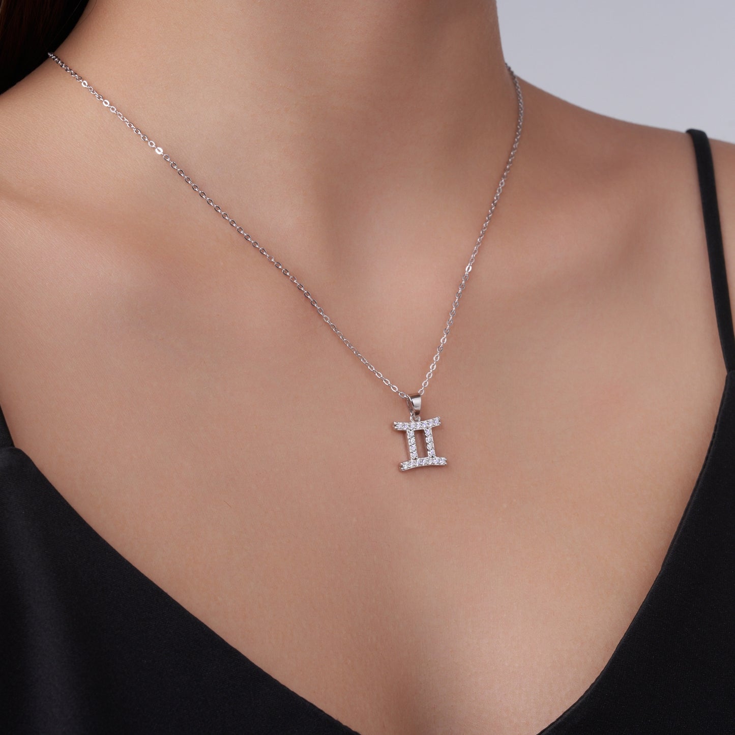 S925 Sterling Silver Gemini Necklace For Women  D Color VVS1 Moissanite Zodiac Pendant, 3.4g Platinum Plated Astrology Jewelry With GRA Certificate, Perfect Birthday & Anniversary Gift Box Set For He
