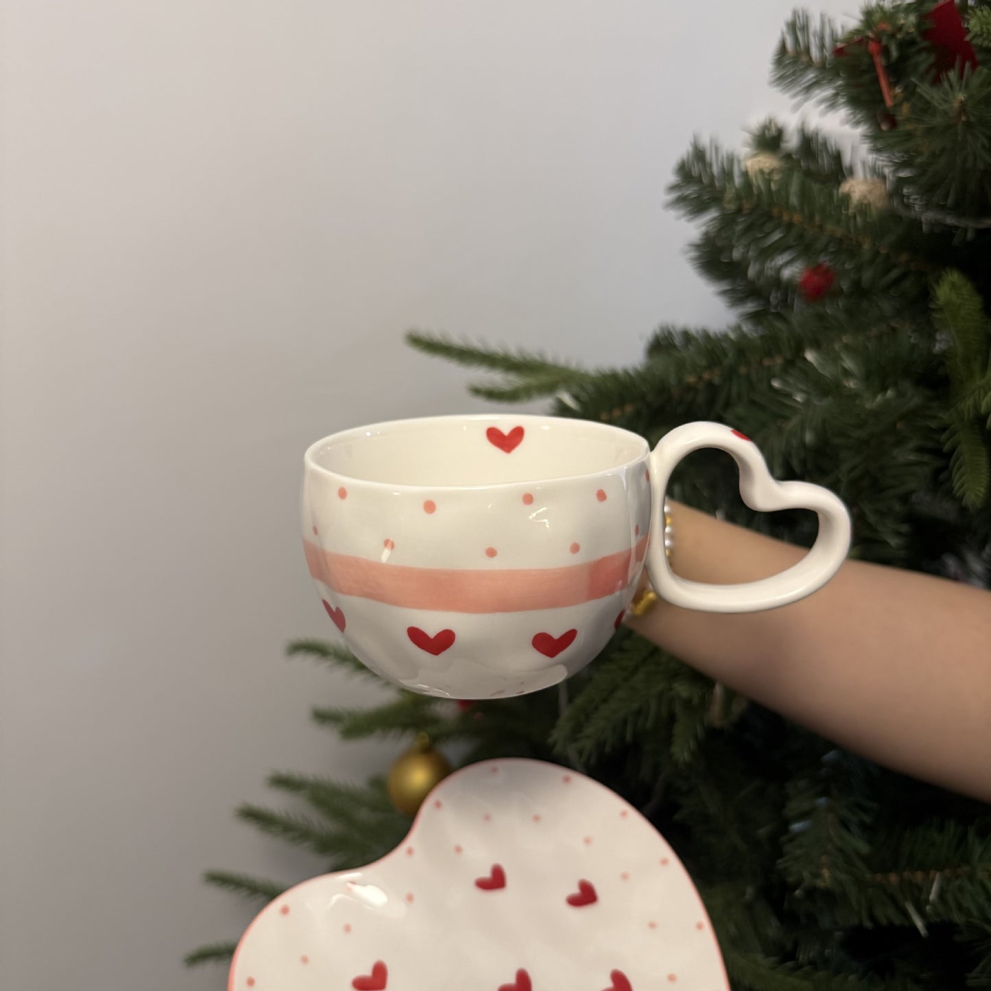 Korean-style Instagram-inspired Hand-painted Ceramic Heart Mug