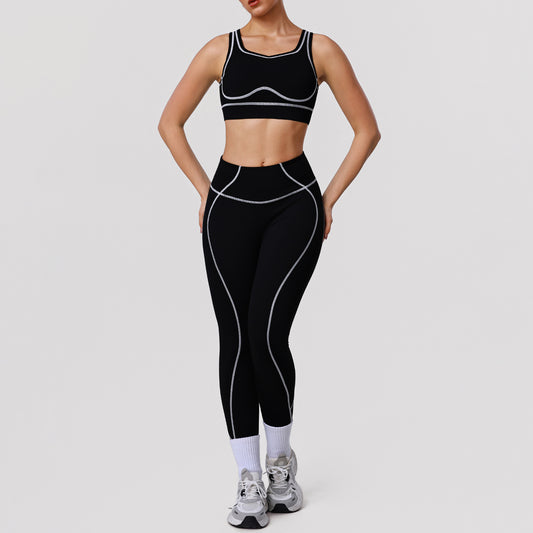 Tight-fitting Leggings And Shock-proof Sports Bra Fitness Running Set
