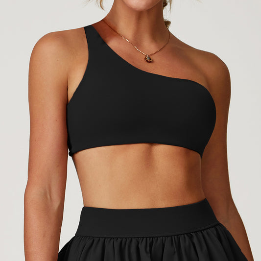 Irregular Spaghetti-strap Quick-drying Beauty Back Underwear Oblique One Shoulder Sports Bra