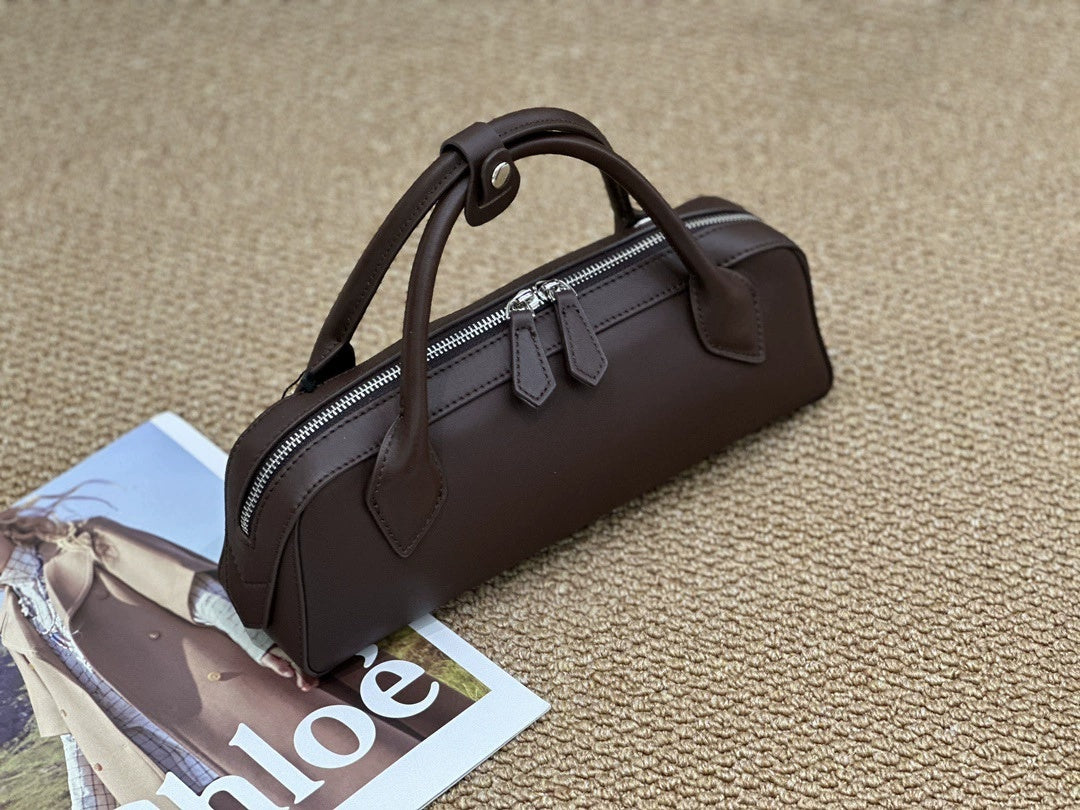 Cross-border New Top-grain Cowhide Baguette Bag, Single-shoulder Vintage Sausage Bag, Napa Leather Women's Handbag
